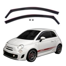 Wind Deflectors GP Rain Deflectors For Fiat 500 2007 Onwards 3 Door 2pc Set Black