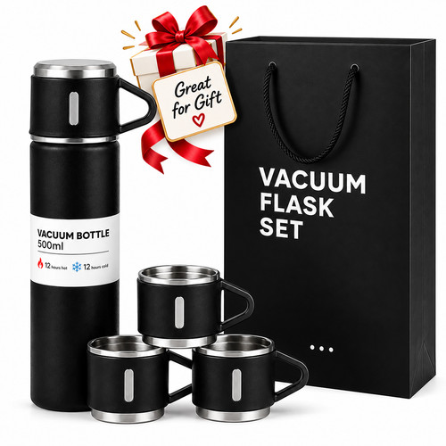 500ml black vacuum flask gift - flask,