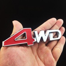 1x Car 3D Metal 4WD Logo Emblem Badge Sticker Trunk Fender Decal Accessories Red