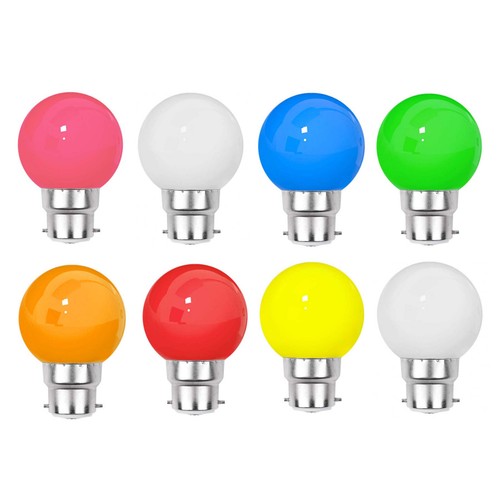 Led coloured bulbs b22 g45 - coloured,