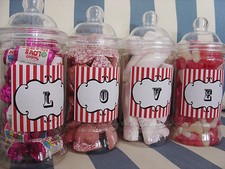 PERSONALISED RETRO LOVE SWEETS VICTORIAN JAR WEDDING VALENTINE GIFT - ANY COLOUR