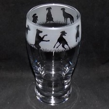 Hand etched "DOBERMAN" pint