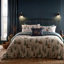 Dreams and Drapes Lodge Bear Duvet Set - Teal 