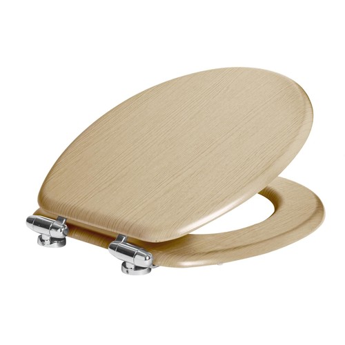 Soft close wooden toilet seat - close,