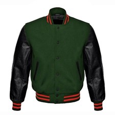 Green Wool Varsity Bomber
