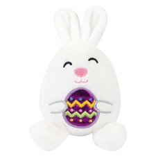Easter Bunny Soft Toy Hugging Shiny Egg Cute Plushie Huggable Cuddly 10cm White