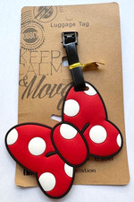 MINNIE MOUSE BOW LUGGAGE TAG x 1  RUBBER TAG ID ADDRESS TRAVEL SUITCASE BACKPACK