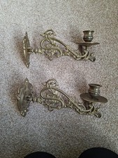 Brass Piano Candle Holders Vintage Pair