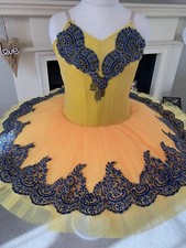 Ballet Tutu Age 9-11 Yellow Velvet Stretch Pancake Tutu.In stock Brand New