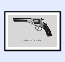 Webley & Sons Cap & Ball Revolver 1857 vintage style chilled wall printA4