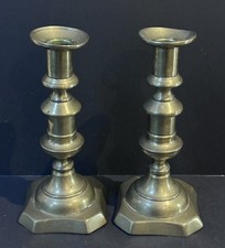 Pair Vintage / Antique  Brass Candlestick / Candle Holders 6.5” tall approx