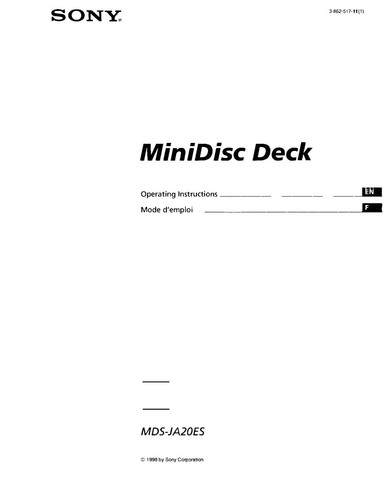 Sony mds ja20es - mds-ja20es, minidisc