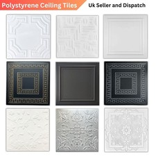 Polystyrene Ceiling Tile 3D Wall Panel Decorative Cladding (8 Tiles - 1.96m2)