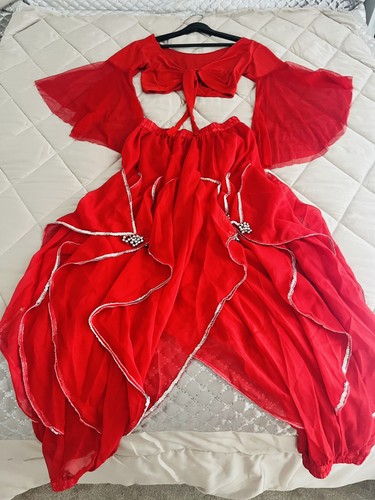 Red belly dance costume set - red,