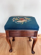 Beautiful Vintage Piano Stool with Storage Embroidered Top