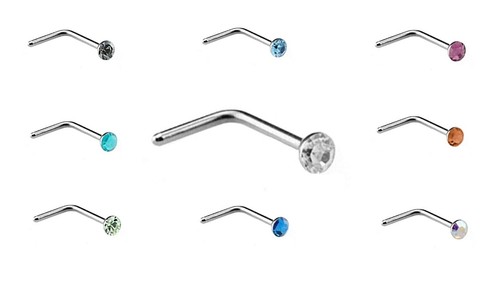 Silver nose stud straight - stud, l