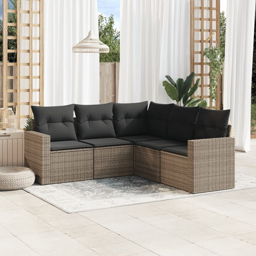 Garden sofa set grey rattan - set,