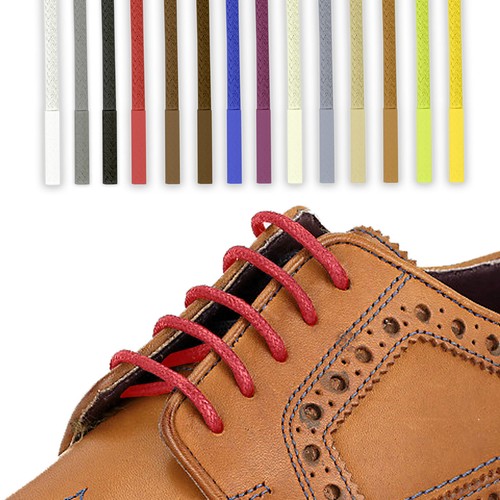 Waxed cotton shoelaces round - cotton,
