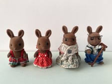 Vintage 1980s Sylvanian Families Wildwood Brown Rabbit Family x4 Figures
