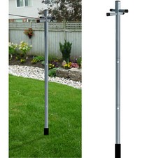 Galvanized 2.4m Washing Line Post Pole Heavy Duty Clothes Support With Socket