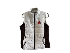 Cleveland Browns NFL Team Apparel Puffer Vest White Brown Size L