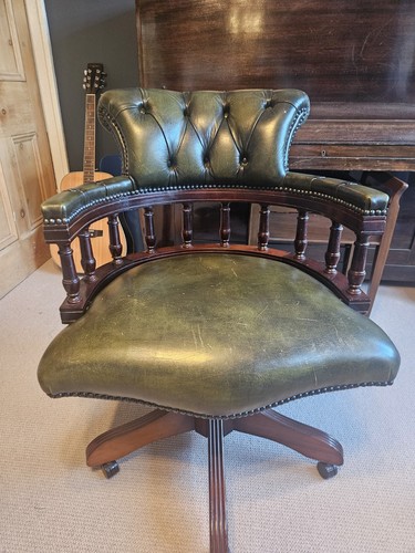 Green leather captain - green, captain's