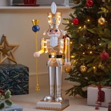 Large LED Nutcracker Decoration Light Up Christmas Soldier Home Decor Gold White