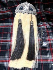 Scottish Antique Long Horse Hair Kilt Sporran with Chain & Belt – 100% Original