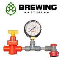 KegLand Spunding Valve + 0-15 PSI Gauge + Disconnect Blowtie Corny Push Fit 8mm