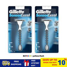 2X Gillette Sensor Excel Razor 1 Handle + 1 Blades Cartridge Twin blades manual