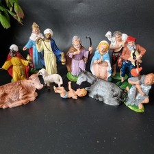 Nativity Scene Figures Plastic Vintage Wise Jesus Mary Animals Xmas Christmas