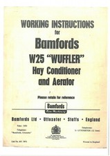 Bamfords W25 Wuffler Tedder Hay Conditioner & Aerator Operators Manual