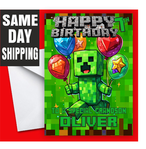 Minecraft birthday card - birthday,