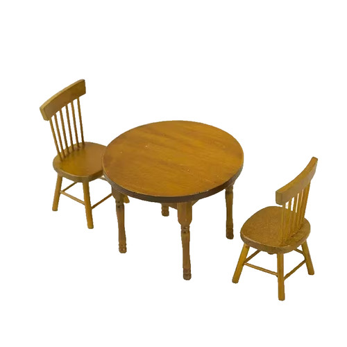 Dolls house table and chairs - table,