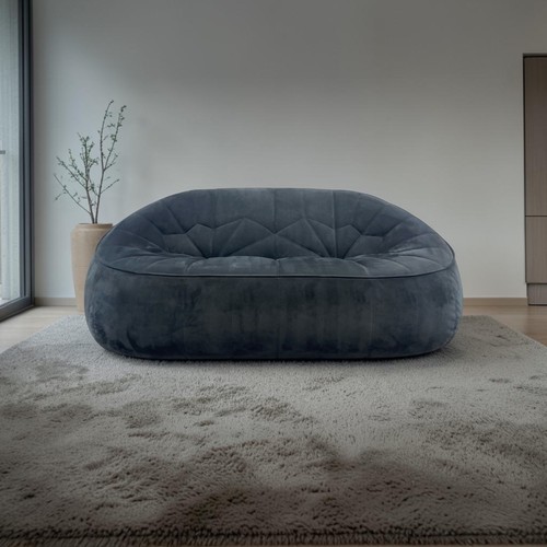 Sofa settee black ottoman - black,
