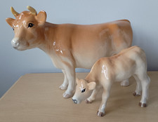 Vintage Melba Ware England - Large Jersey Cow & Calf - Cattle Figurines