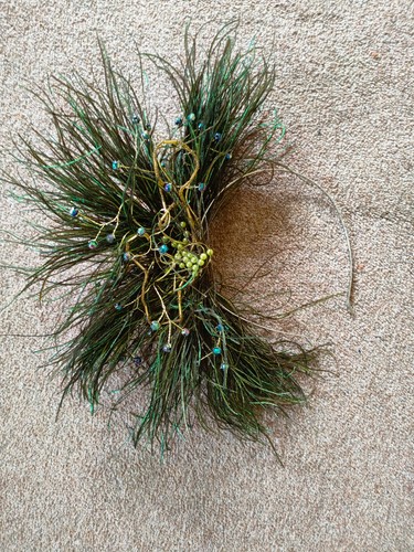 Green peacock feather - , headband