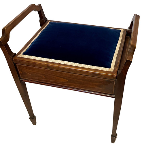 Edwardian mahogany piano - mahogany, stool