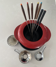  Cast Iron Red Fondue Set 