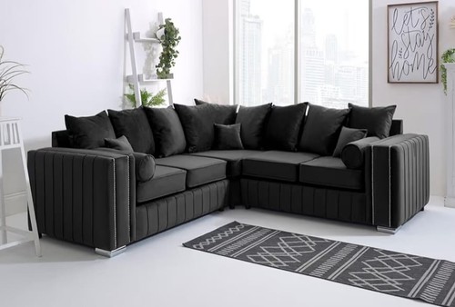 Layla black plush corner - black,