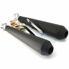 Satin Matt Black Megaphone Silencers / Mufflers Ideal For Triumph Rigid Frame