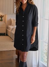 Frank & Eileen Mary Shirtdress Famous Denim Distressed Dress Black XS $328