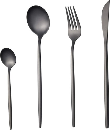 Matt black cutlery - cutlery, 6