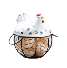 Wrought Iron Hen Egg Basket