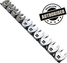 US Pro 2054 Chrome 3/8" Drive Crows Foot Spanner Wrench 10-Pcs Set, 10-19mm