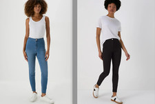 Papaya Ladies Mid Wash Jessie High Waisted Skinny Jeans Jegging In Blue Black