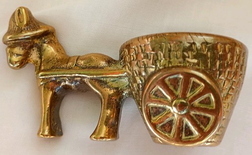 Brass donkey mule with cart - donkey,