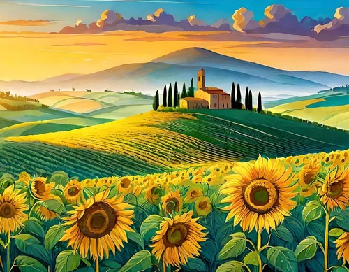 Tile mural tuscany scene - tile,
