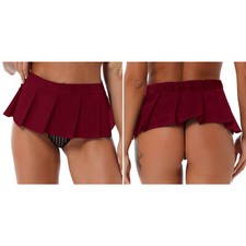 UK Womens Schoolgirl Mini Skirt Role Play Costume Plaid Pleated Micro Skirts