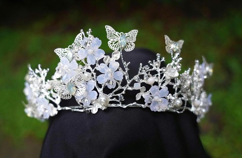 Butterfly floral tiara bridal - floral,